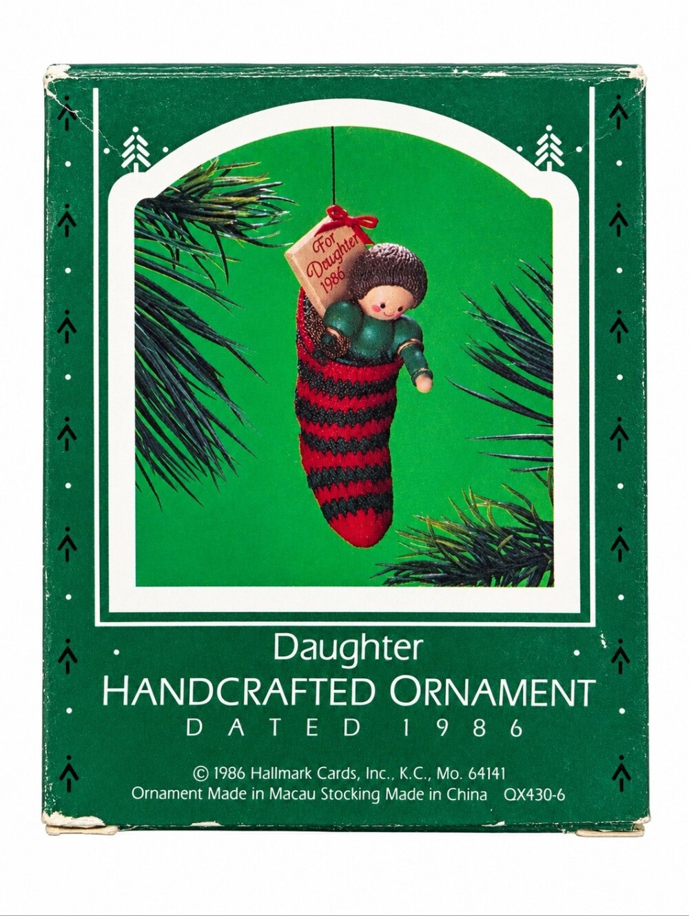 Vintage 1986 Hallmark Keepsake Daughter Handcrafted Christmas Ornament w/ Box